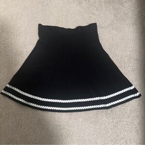 Flare Classic Black A-Line Skirt with White Trim ..